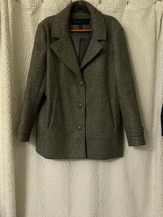 Marc New York Andrew Marc Jackets & Blazers - Charcoal Gray Women's Wool Peacoat - Classic Notch Collar